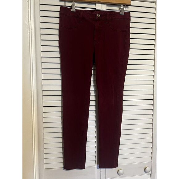 AMERICAN EAGLE Women's Size 6 Pants Skinny Stretch Pants Burgundy Red Jeggings - Picture 1 of 9